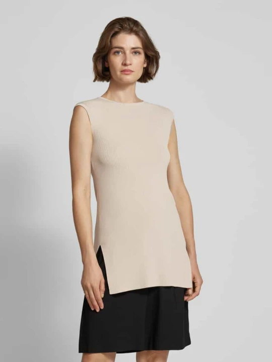 Zdjęcie produktu Sukienka z dzianiny z okrągłym dekoltem MM By Max Mara Piaskowy