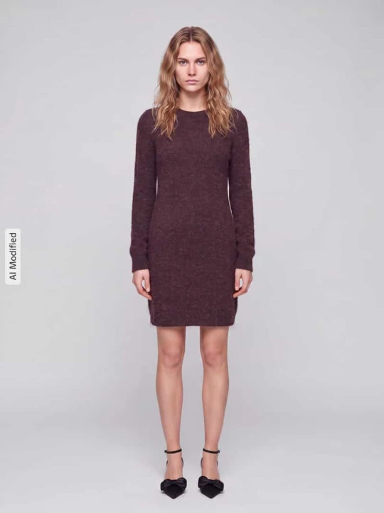 Zdjęcie produktu Sukienka z dzianiny z prążkowanymi wykończeniami Vero Moda Ciemnoczerwony