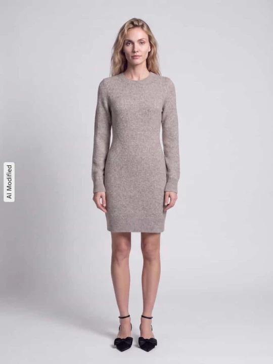 Zdjęcie produktu Dopasowana sukienka z dzianiny z okrągłym dekoltem model 'DOFFY' Vero Moda Piaskowy