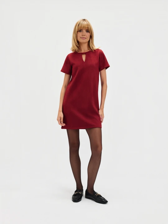 Zdjęcie produktu Sukienka z imitacji zamszu bordo TOP SECRET Czerwony