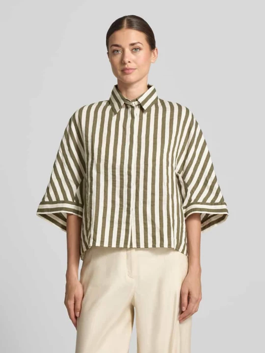Zdjęcie produktu Sukienka z lnu do kolan z dekoltem w serek model 'HOLLIE' 0039 italy Khaki
