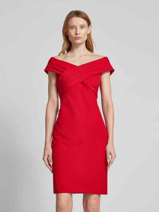 Zdjęcie produktu Sukienka z odkrytymi ramionami i wszytym zamkiem błyskawicznym model ‘IRENE’ Lauren Ralph Lauren Czerwony