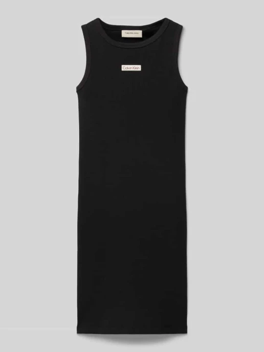 Zdjęcie produktu Sukienka z prążkowaniem i wyhaftowanym logo Calvin Klein Jeans Czarny