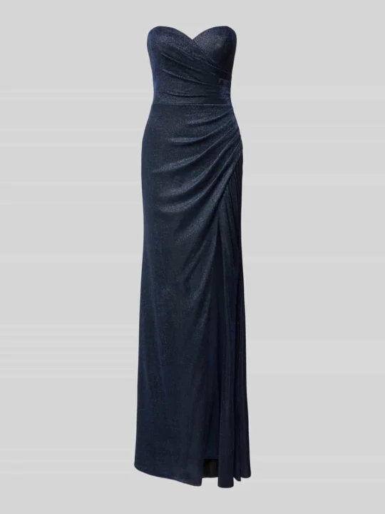 Zdjęcie produktu Suknia wieczorowa w stylu off-shoulder z rozcięciem na spódnicy Luxuar Granatowy