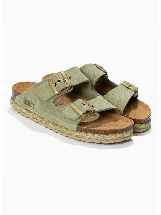 Zdjęcie produktu Sunbay Skórzane klapki "Trefle" w kolorze khaki rozmiar: 38