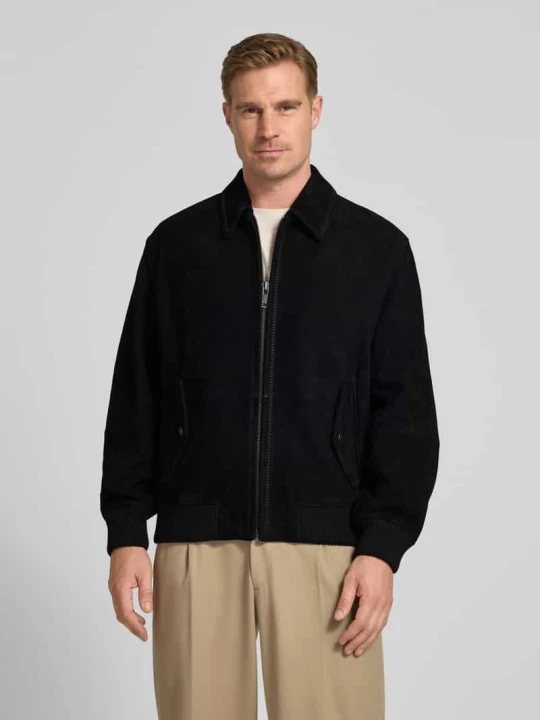 Zdjęcie produktu Super krój slim fit kurtka skórzana z koziej skóry model 'Lemai' Hugo Czarny