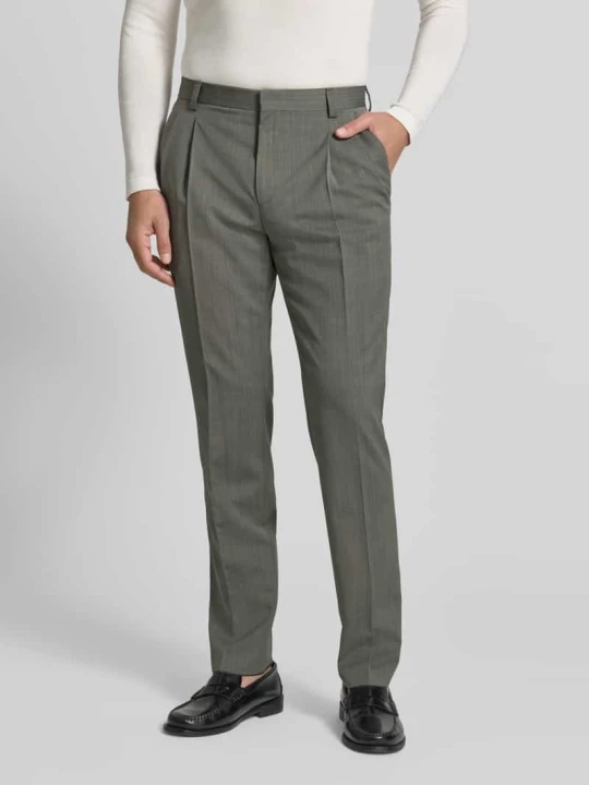 Zdjęcie produktu Super krój slim fit spodnie garniturowe z mieszanka żywej wełny model 'HESTEN261F1X' Hugo Oliwkowy