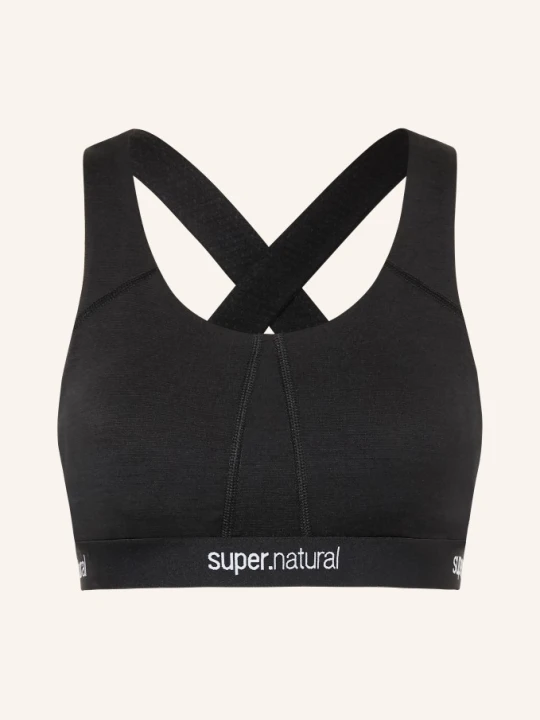 Zdjęcie produktu Super.Natural Biustonosz Sportowy Feel Good Z Siateczką I Wełną Merynosową schwarz CZARNY
