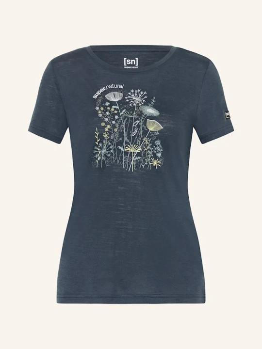 Zdjęcie produktu Super.Natural Koszulka Funkcyjna Rock Flowers Z Wełną Merino blau GRANATOWY