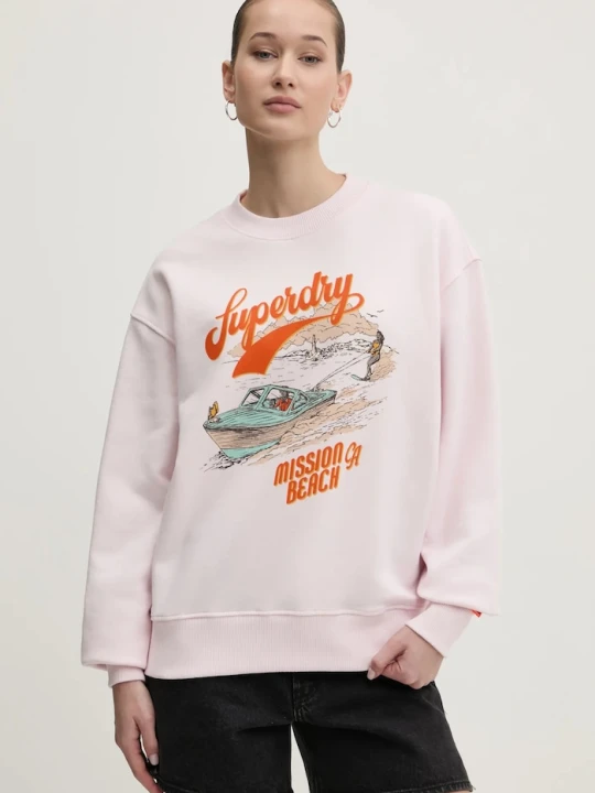 Zdjęcie produktu Superdry bluza bawełniana różowy