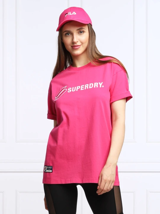 Zdjęcie produktu Superdry T-shirt CODE SL APPLIQUE | Loose fit fuksja