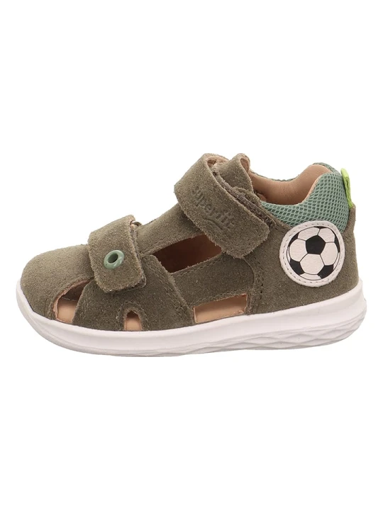 Zdjęcie produktu superfit Skórzane półsandały "Bumblebee" w kolorze khaki rozmiar: 27