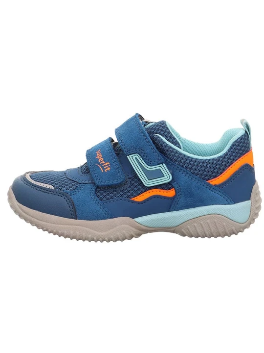 Zdjęcie produktu superfit Skórzane sneakersy "Storm" w kolorze niebiesko-błękitno-pomarańczowym rozmiar: 42