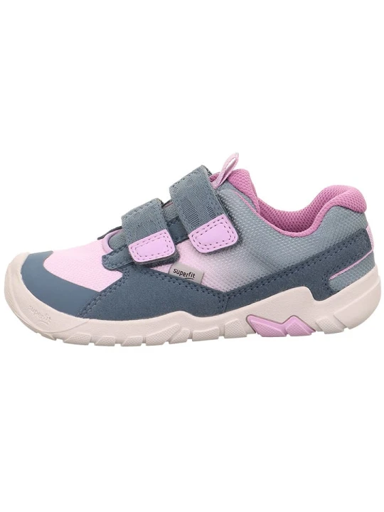 Zdjęcie produktu superfit Skórzane sneakersy "Trace" w kolorze szaro-jasnoróżowym do chodzenia na boso rozmiar: 28