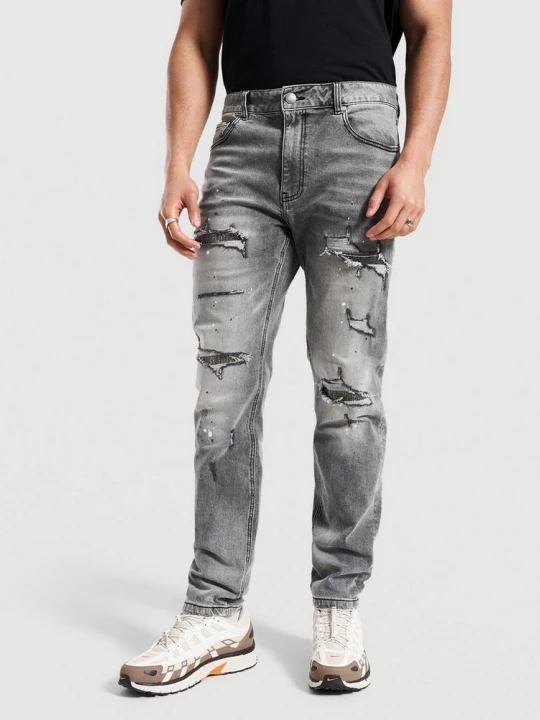 Zdjęcie produktu Supply&demand Spodnie Slim Ripped Jeans Rhinestone Supply & Demand szary
