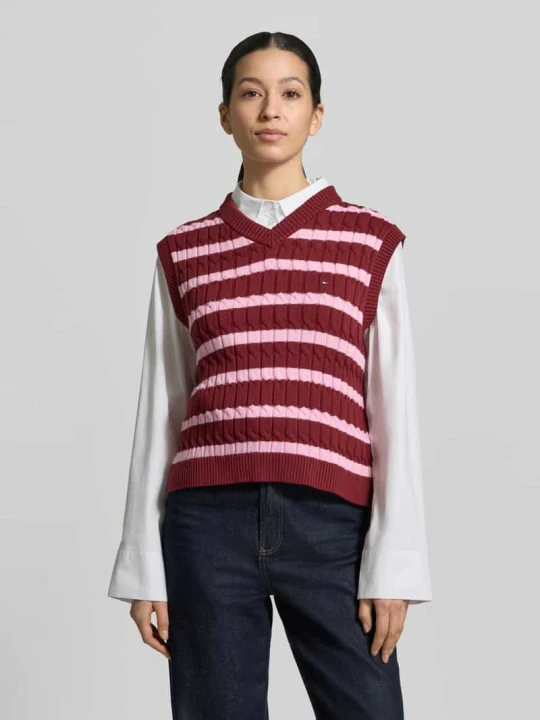 Zdjęcie produktu Sweter bez rękawów o kroju slim fit z czystej bawełny Tommy Hilfiger Bordowy