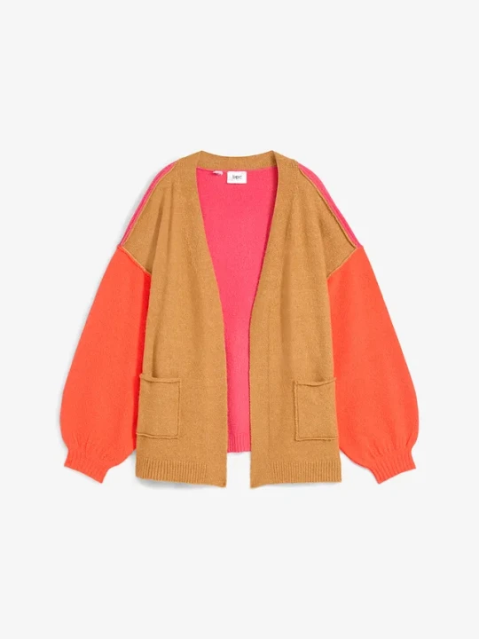Zdjęcie produktu Sweter bez zapięcia oversize color-blocking BonPrix