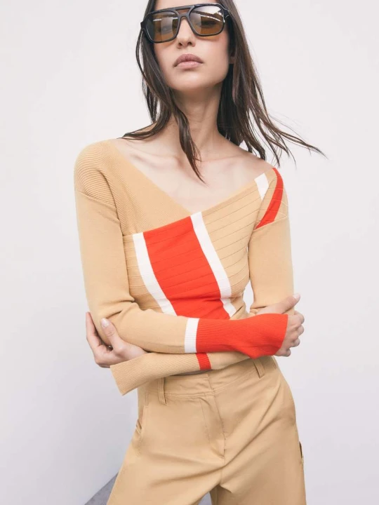 Zdjęcie produktu Sweter color-block z mieszanki wiskozy Patrizia Pepe