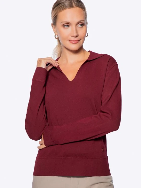 Zdjęcie produktu Sweter damski z dekoltem V-neck bordowy Wittchen