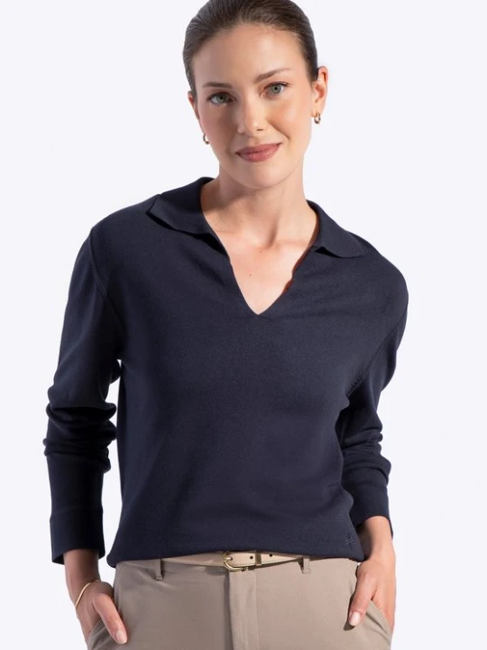 Zdjęcie produktu Sweter damski z dekoltem V-neck granatowy Wittchen