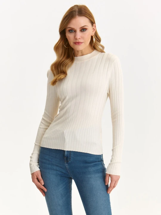 Zdjęcie produktu Sweter długi rękaw kremowy - SSW3664KR sweter długi rękaw - TOP SECRET - Odzieżowy sklep internetowy TOP SECRET