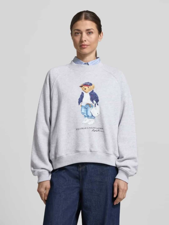 Zdjęcie produktu Sweter dresowy o kroju regular fit z nadrukiem polo bear Polo Ralph Lauren Jasnoszary melanż