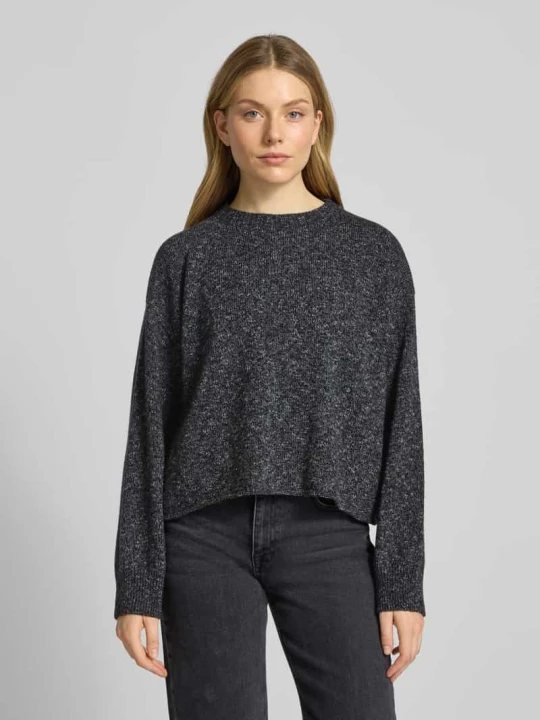 Zdjęcie produktu Sweter dzianinowy o kroju loose fit z mieszanki wełny i bawełny model 'MALESE' Drykorn Ciemnoszary melanż