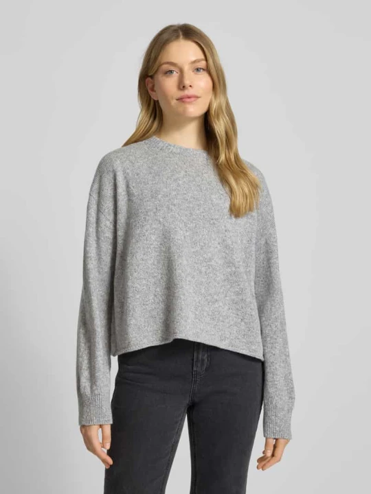 Zdjęcie produktu Sweter dzianinowy o kroju loose fit z mieszanki wełny i bawełny model 'MALESE' Drykorn Jasnoszary melanż