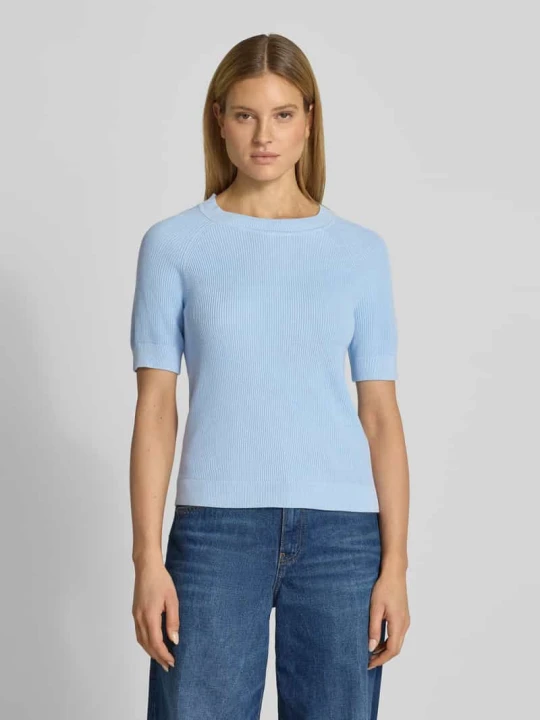 Zdjęcie produktu Sweter dzianinowy o kroju regular fit z mieszanki wiskozy i bawełny model 'ELINNA' Selected Jasnoniebieski