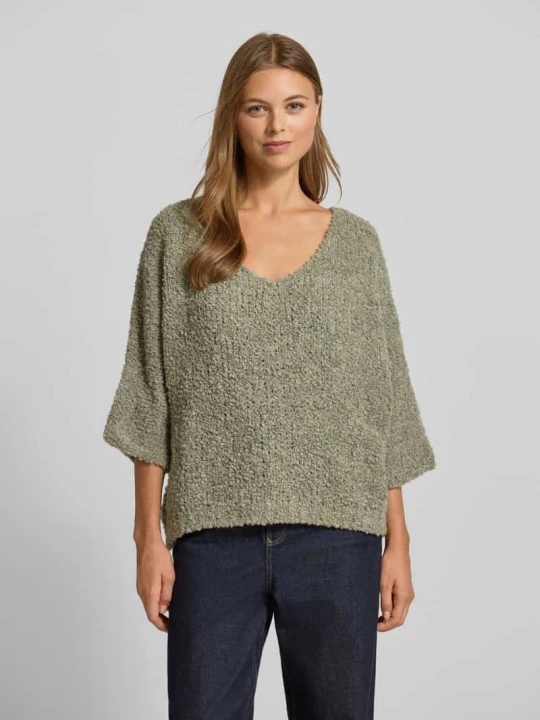 Zdjęcie produktu Sweter dzianinowy o kroju relaxed fit z domieszką wełny i alpaki model 'Em44maa' ZABAIONE Khaki
