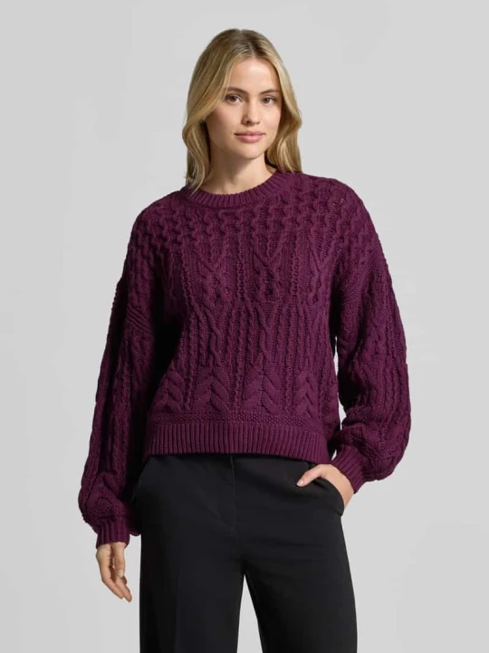 Zdjęcie produktu Sweter dzianinowy o kroju relaxed fit z mieszanki bawełny model 'Marisela' MSCH Copenhagen Jasnośliwkowy