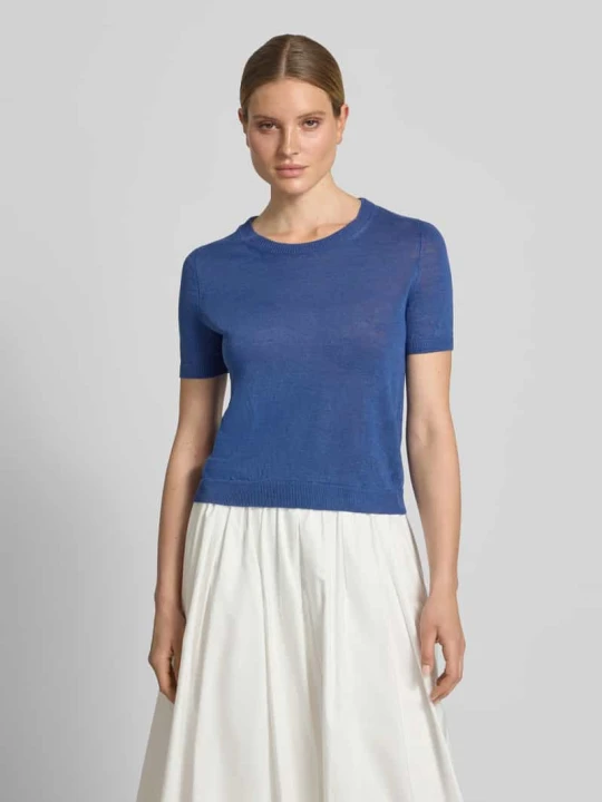 Zdjęcie produktu Sweter dzianinowy z czystego lnu, krój regular fit, model 'PANCONE' Weekend Max Mara Królewski niebieski