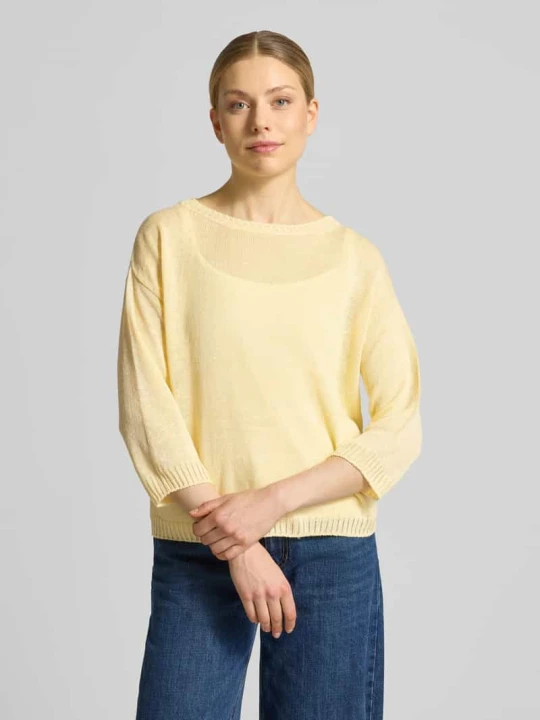 Zdjęcie produktu Sweter dzianinowy z czystego lnu o kroju regular fit model 'CANNONE' Weekend Max Mara Jasnożółty