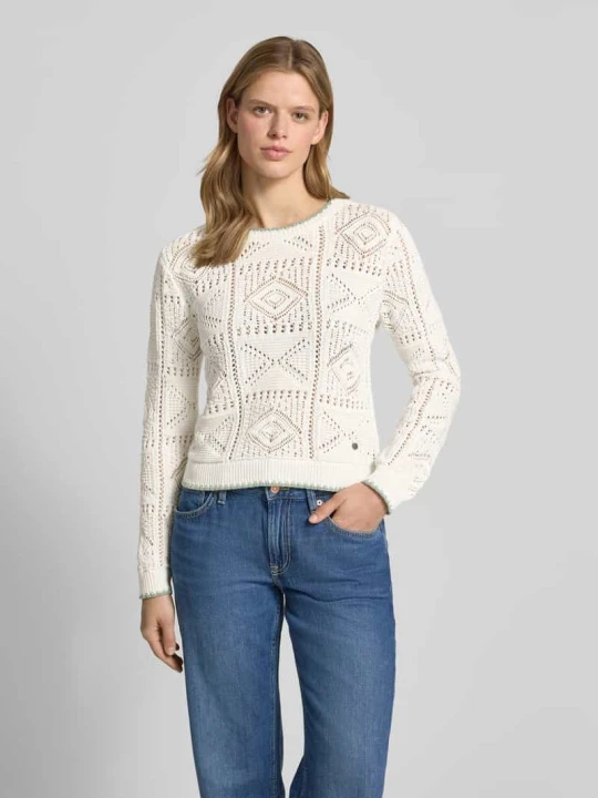 Zdjęcie produktu Sweter dzianinowy z czystej bawełny o kroju regular fit model 'KAS' Pepe Jeans Złamany biały