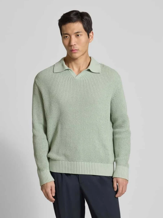 Zdjęcie produktu Sweter dzianinowy z czystej bawełny o kroju relaxed fit model 'DERECK' Selected Homme Limonkowy