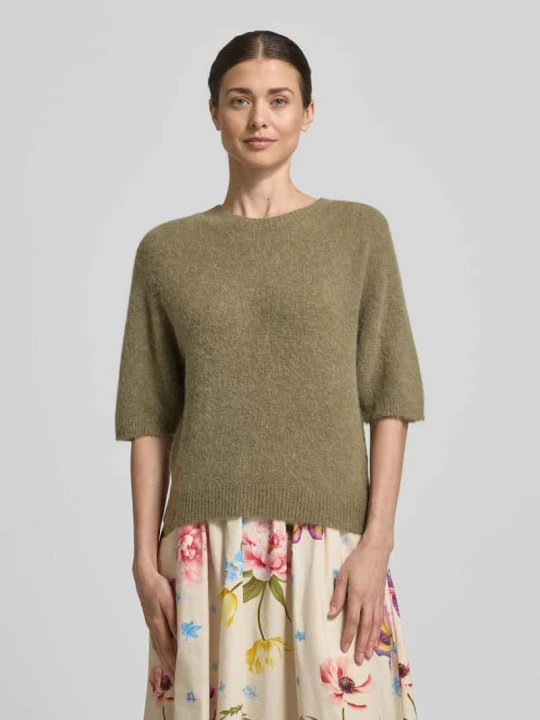 Zdjęcie produktu Sweter dzianinowy z krótkim rękawem Oui Khaki