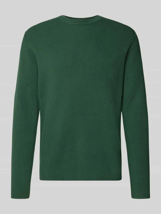 Zdjęcie produktu Sweter dzianinowy z mieszanki bawełny, krój slim fit lindbergh Ciemnozielony