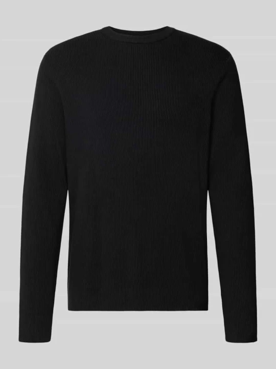 Zdjęcie produktu Sweter dzianinowy z mieszanki bawełny, krój slim fit lindbergh Czarny
