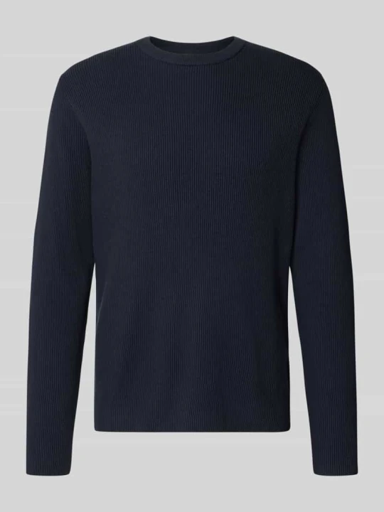 Zdjęcie produktu Sweter dzianinowy z mieszanki bawełny, krój slim fit lindbergh Granatowy