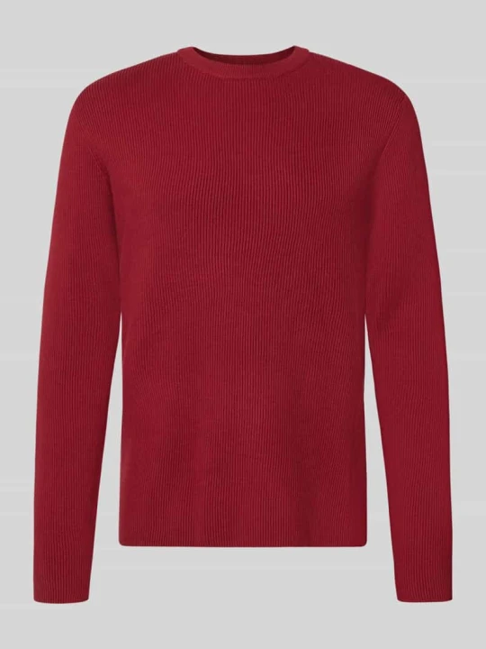 Zdjęcie produktu Sweter dzianinowy z mieszanki bawełny, krój slim fit lindbergh Wiśniowy