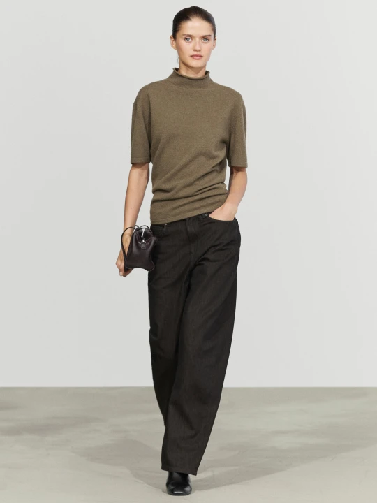 Zdjęcie produktu Sweter Dzianinowy Z Półgolfem Z Mieszanki Wełny - Beżowy - Massimo Dutti - Female