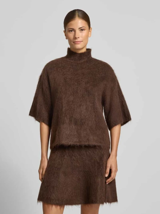 Zdjęcie produktu Sweter dzianinowy ze stójką model 'TILDE' Y.A.S Ciemnobrązowy