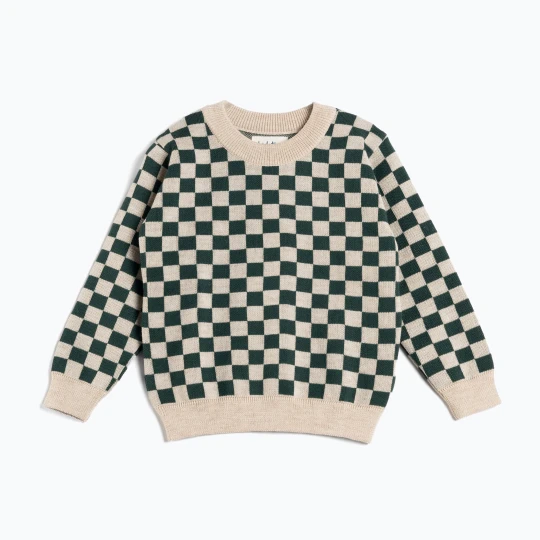 Zdjęcie produktu Sweter dziecięcy KID STORY Merino green chessboard