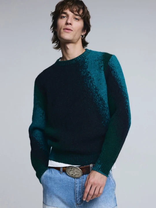 Zdjęcie produktu sweter żakardowy splatter Desigual zielony