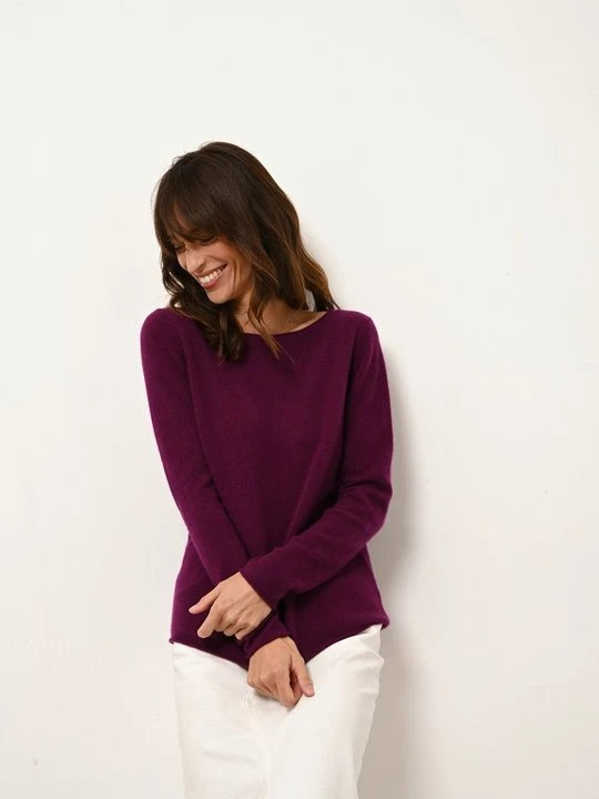 Zdjęcie produktu Sweter Just Cashmere ciemnofioletowy
