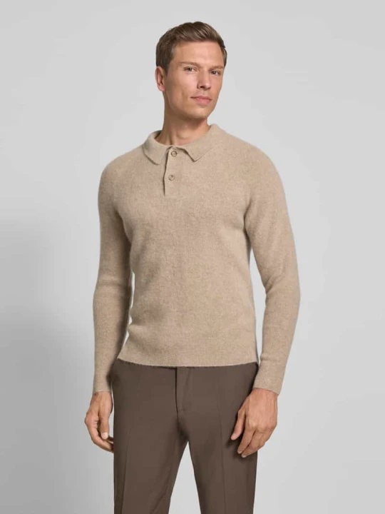 Zdjęcie produktu Sweter kaszmirowy z kołnierzykiem typu kent FTC Cashmere Piaskowy