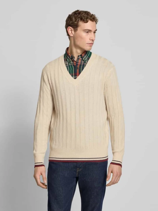Zdjęcie produktu Sweter z kaszmiru z prążkowanymi wykończeniami FTC Cashmere Beżowy