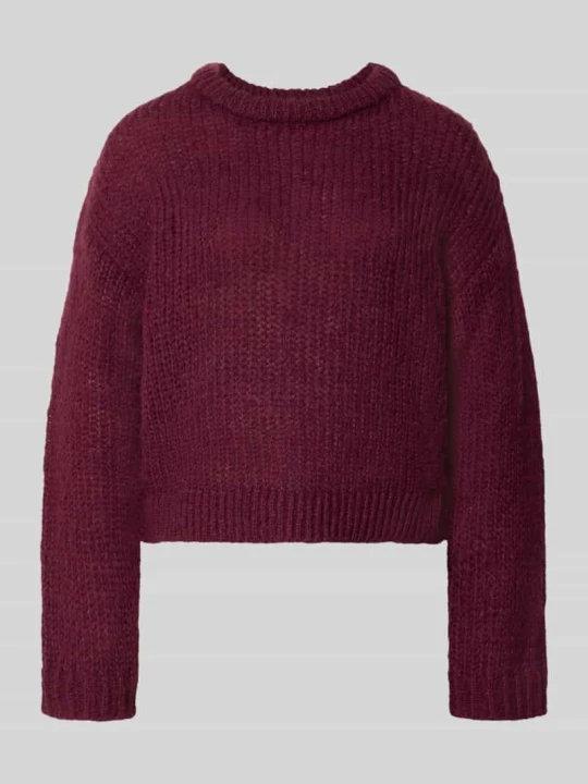Zdjęcie produktu sweter krój regular fit w dwukolorowym wyglądzie model 'DORTHEA' Pieces Bordowy
