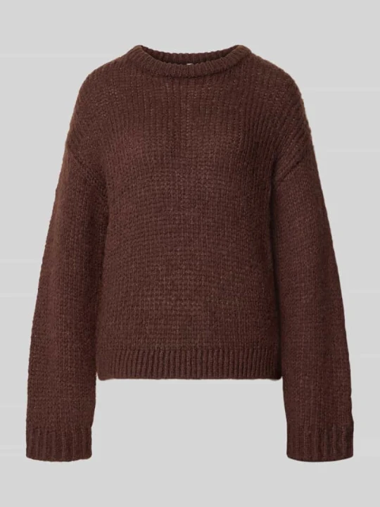 Zdjęcie produktu sweter krój regular fit w dwukolorowym wyglądzie model 'DORTHEA' Pieces Ciemnobrązowy