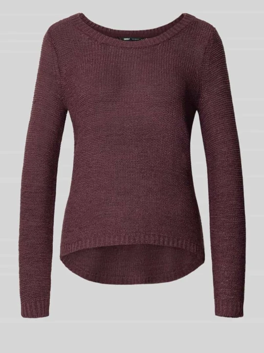 Zdjęcie produktu sweter krój regular fit z dekoltem w łódkę model 'GEENA' Only Śliwkowy